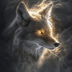 Coyote Head: Glowing Wolf Logo Design for Wild Animal and Nature Enthusiasts