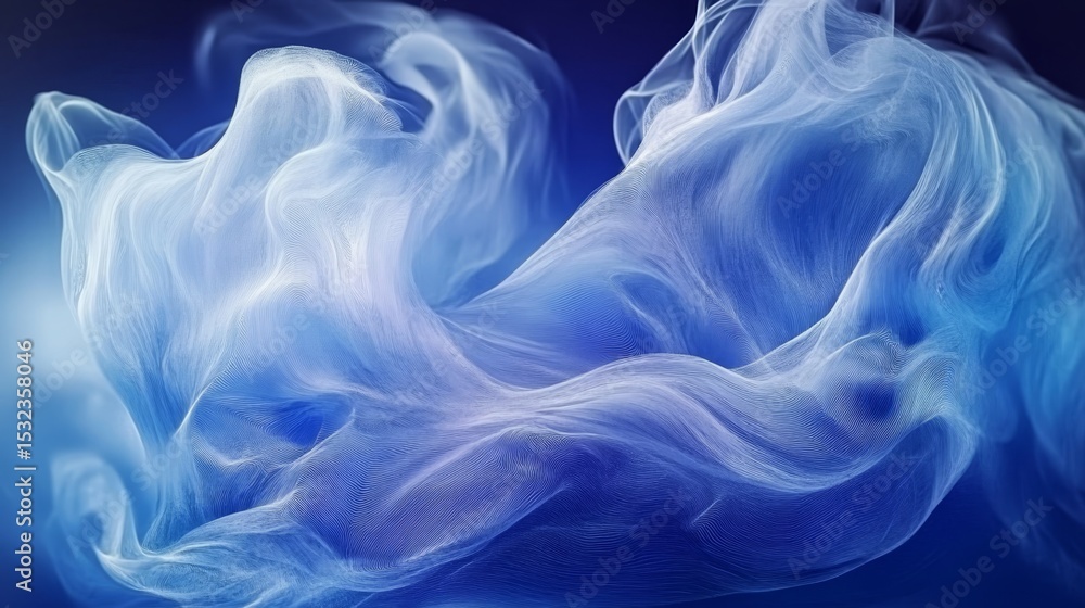 Aufkleber abstract waves in blue, resembling water in motion, capturing depth and light, creating calmness