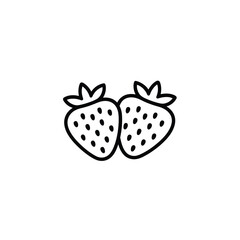 Simple line art drawing of two strawberries