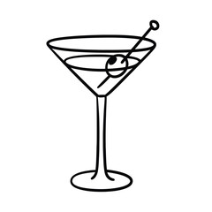 Martini cocktail line art illustration