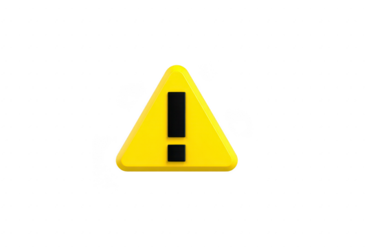 Yellow triangular warning sign with black exclamation mark symbolizes caution or alert. It is commonly used to indicate potential hazards or important notices