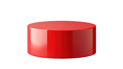 Red glossy pedestal with bold design perfect on white background