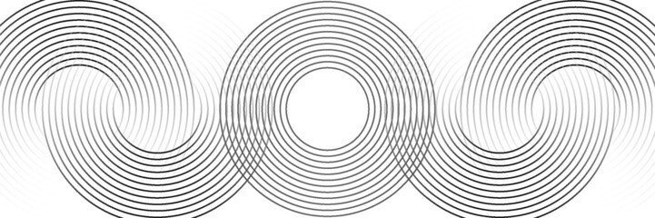 Obraz premium Abstract gold circle lines on dark background. Geometric stripe line art design. Vector illustration, modern