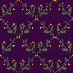Coquette trellis floral seamless pattern, checkered background fabric, wallpaper, wrapping, clothes