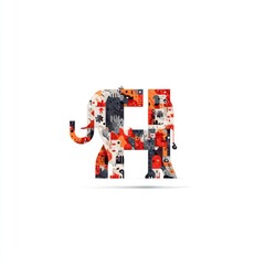 Abstract Elephant Mosaic Illustration