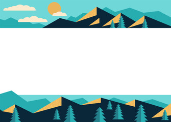 Decoration for brochure or presentation - mountainscape in simple geometric style