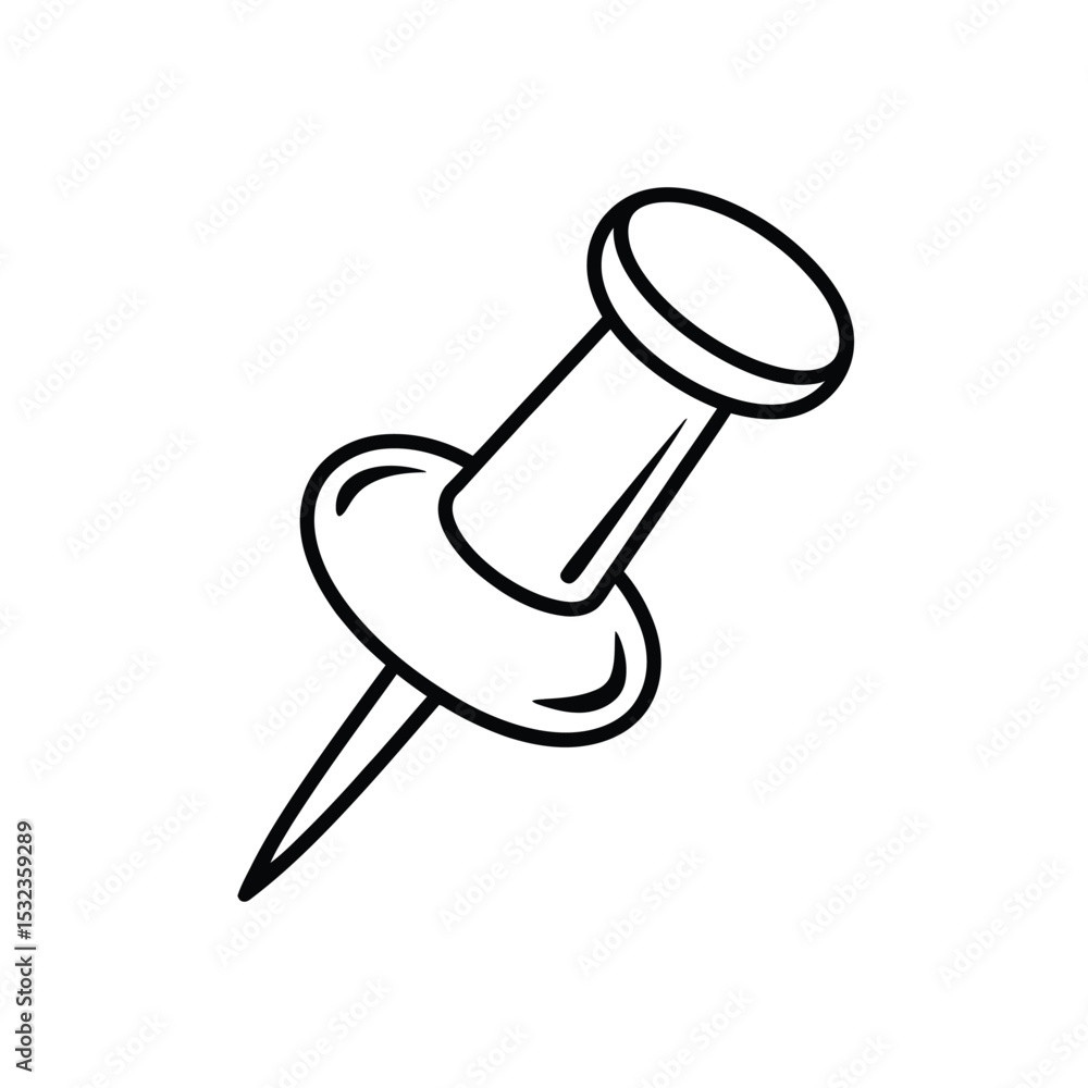 Poster simple line drawing of a push pin