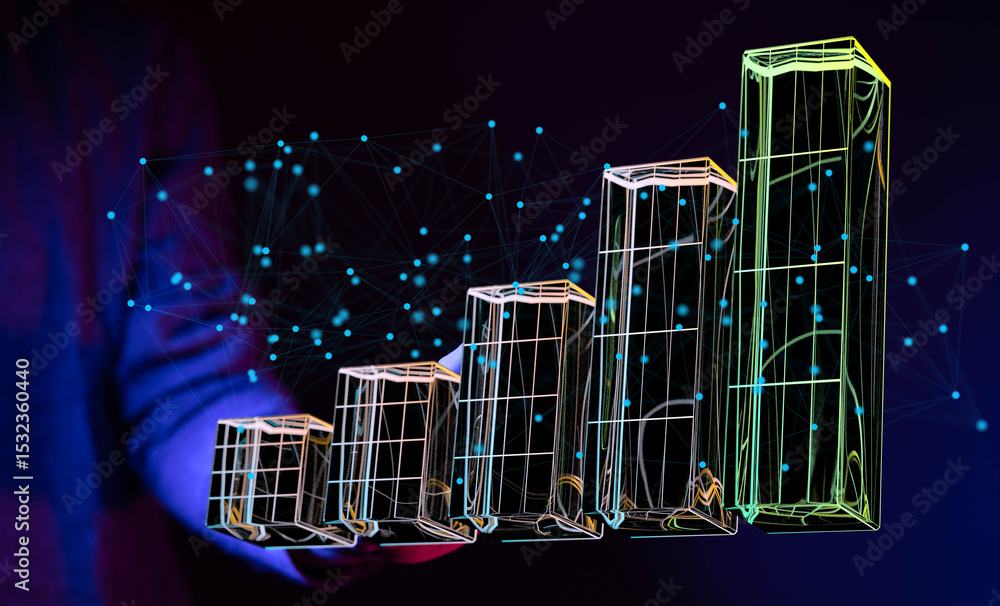 Poster visual representation of upward trending business growth and data analysis. perfect for reports and 