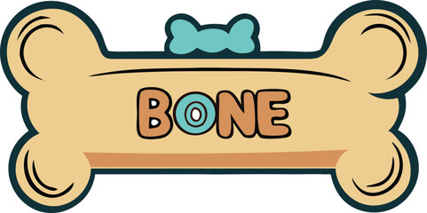 bone shaped nameplate with minimalist dog head vector