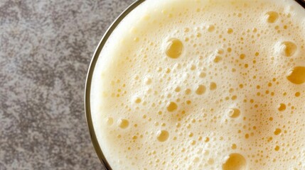 Foamy Delight Close-Up of Creamy Dairy Beverage with Natural Bubbles and Rich Richness