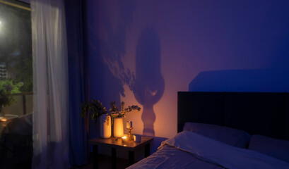 cozy beautiful  decorations in night bedroom