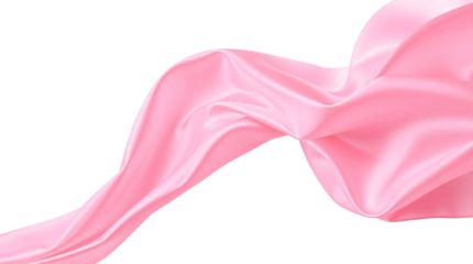 Pink silk cloth flying isolated on transparent background