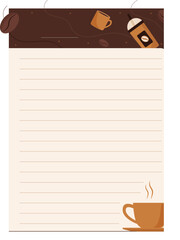 Coffee-Themed Lined Notebook Paper Template  Perfect for Journaling, Planning, or Note-Taking