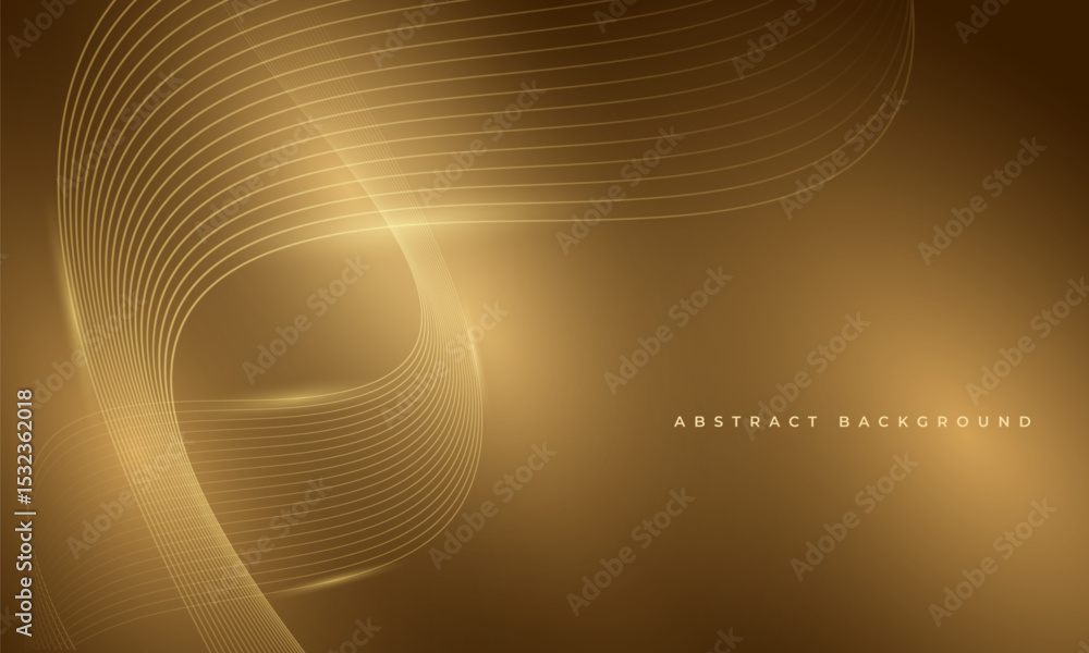 Aufkleber Abstract glowing golden wavy lines on dark brown background. Digital technology vector illustration with particle striped wave lines