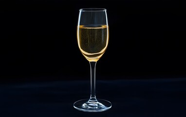 Fototapeta premium Elegant Champagne Flute Glass on Black Background