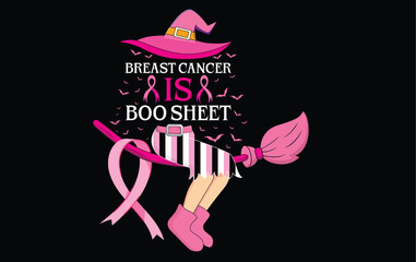 Halloween Breast Cancer Awareness T-Shirt Design | Pink Ribbon | Spooky Cute | Support Tee