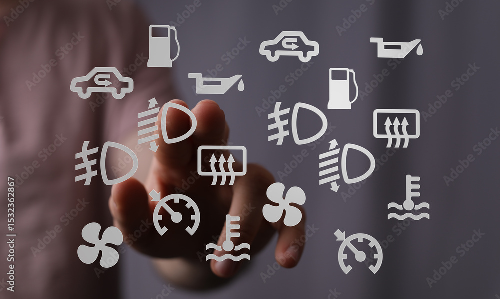 Poster Learn to identify and understand common car dashboard warning lights and symbols.  Prevent costly repairs!