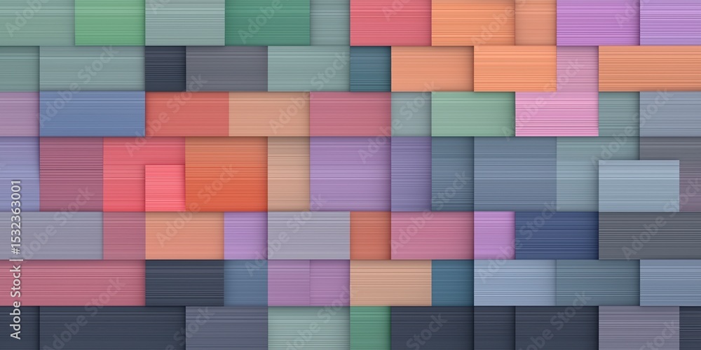 Poster colorful abstract background composed of rectangular blocks in various shades and textures, creating