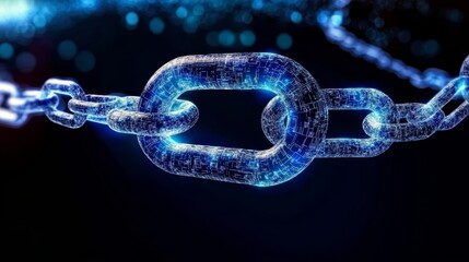 Interconnected Digital Links Forming a Chain Symbolizing Global Networks and Security Connections