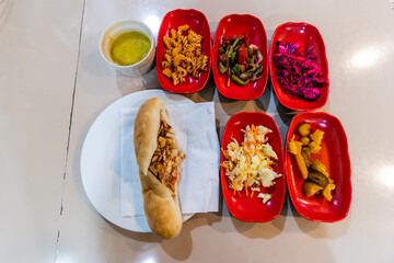 Kebab meal in a restaurant in Amedi (Amadiye), Kurdistan Region of Iraq