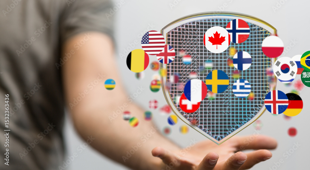 Poster secure your international business with robust cybersecurity solutions. protect data worldwide.