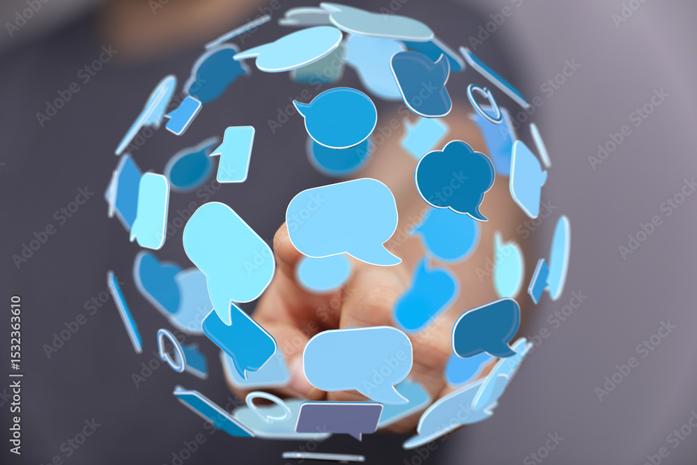 Poster Abstract image depicting global communication and social media interaction. Perfect for technology, business, and networking concepts.