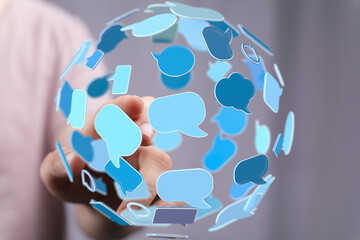 Abstract image depicting global communication and social media networking.  Perfect for tech,...