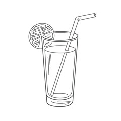 Refreshing lemon drink glass with straw illustration