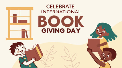 Cheerful International Book Giving Day Illustration