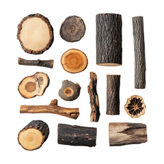 Rustic Wood Textures Collection of Logs Branches  CrossSections