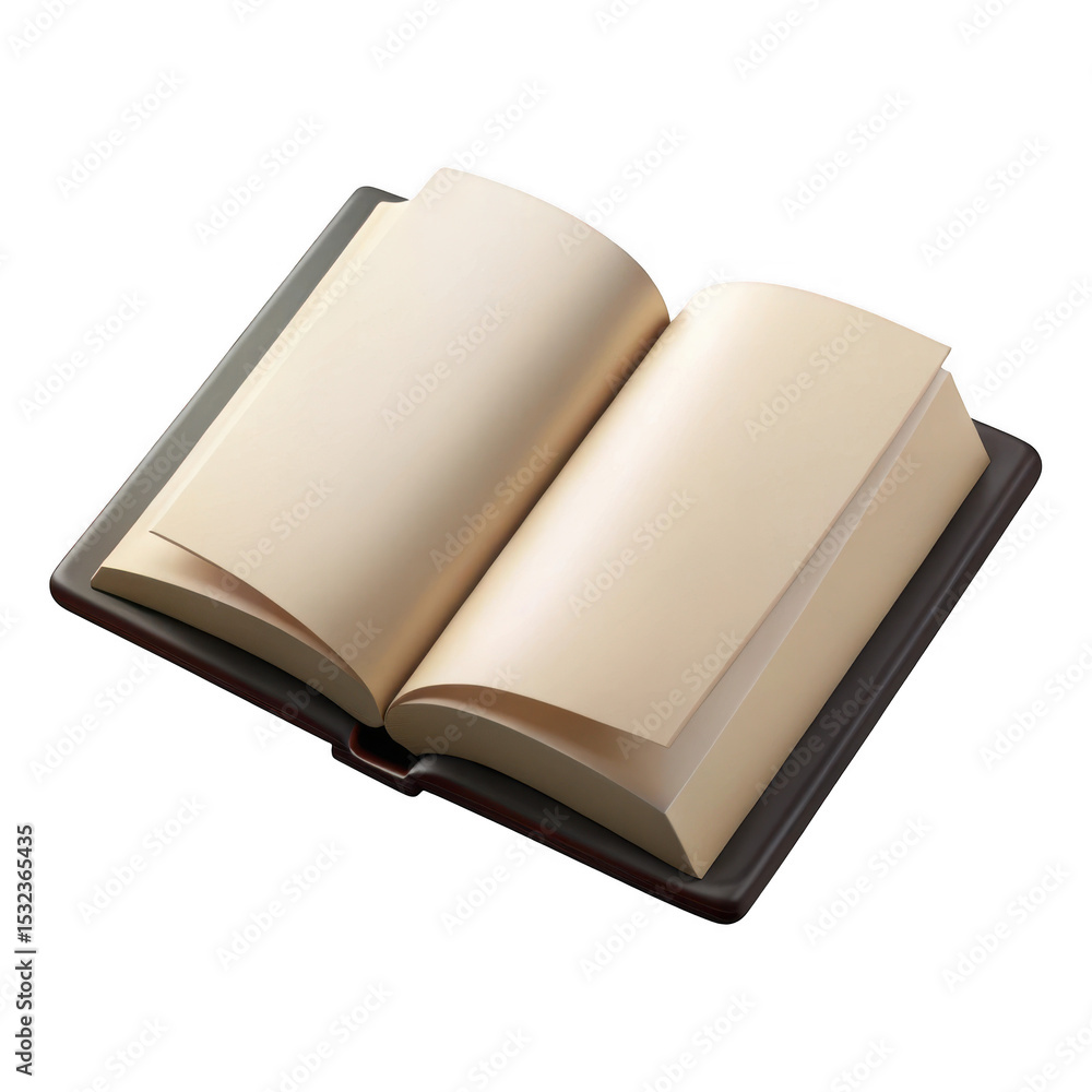Poster 3d realistic open book render isolated on transparent background