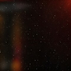 Dark abstract background with scattered white dust or particle specks and soft red-orange light in the corners, evoking a cosmic, atmospheric, or vintage film grain aesthetic.

