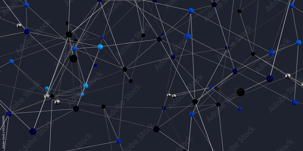 Poster Stock photo of an abstract network connection visualization.  Ideal for tech, business, and communication concepts.