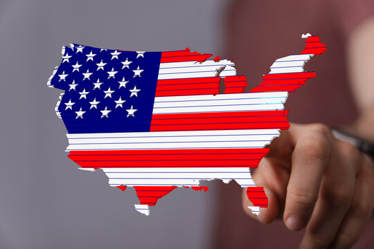 High-quality stock photo of an American flag map design. Perfect for patriotic themes.