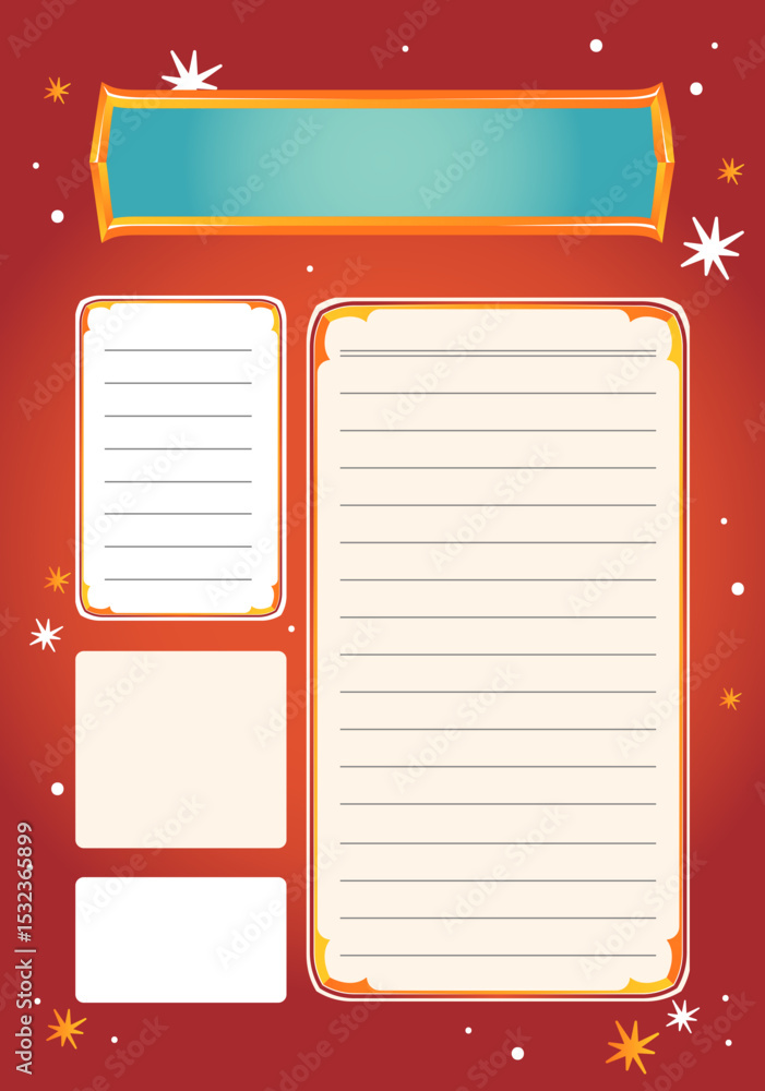 Poster elegant red and gold festive template for notes and lists