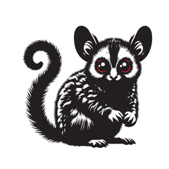 Obraz premium Stylized black and white illustration of a lesser bushbaby