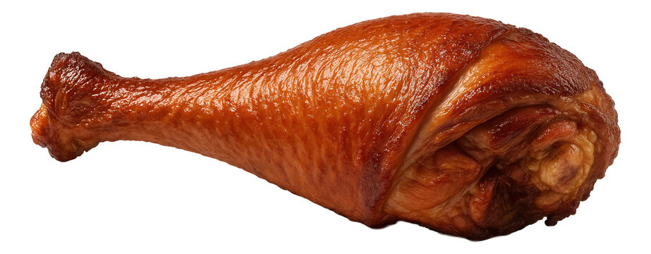 Roasted turkey leg with crispy, golden-brown skin and tender meat.