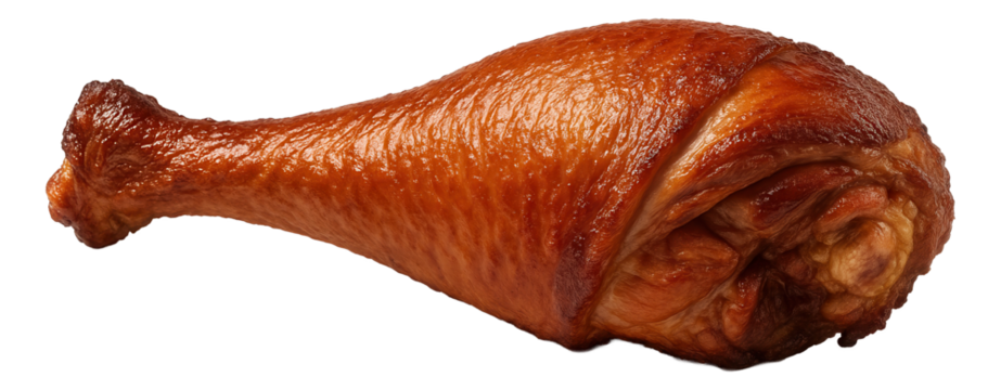 Roasted turkey leg with crispy, golden-brown skin and tender meat.