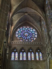 A large stained glass window