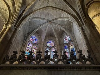 A large stained glass window
