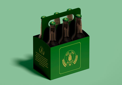Six-Pack Beer Carrier Box Mockup