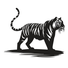Obraz premium Majestic black and white tiger silhouette illustration