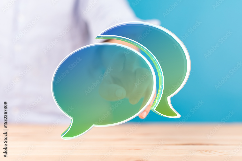Aufkleber Abstract image of speech bubbles and a hand, ideal for communication or feedback concepts.