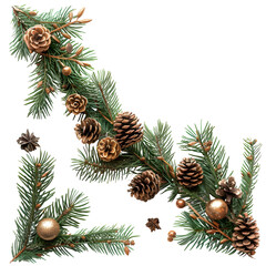 christmas tree branches with cones