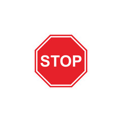 Red Octagonal Stop Sign on Black Background Simple, Bold Graphic Design Element
