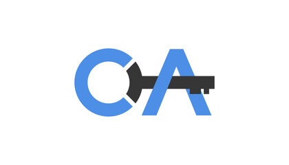 Initial Letter CA With Key logo design template