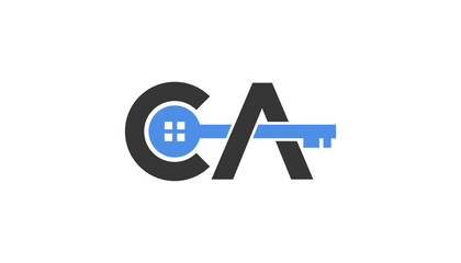 Initial Letter CA With Key logo design template
