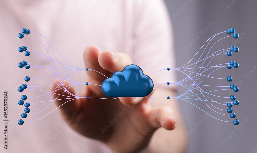 Poster seamless data exchange. global cloud infrastructure. high-speed connections.