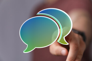 Abstract image of speech bubbles, representing communication, conversation, and connection.