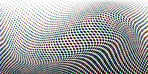 Geometric pattern of halftone on a white background. Seamless in one direction.Option with a short fade out.The radial transformation method.